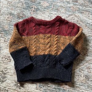 Colorblock Cable Knit Sweater